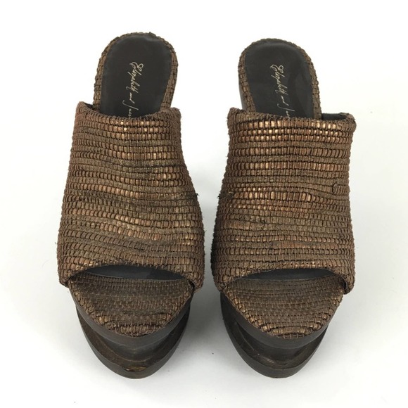 Elizabeth and James Heels 6 Brown Platform Leather - Picture 2 of 8